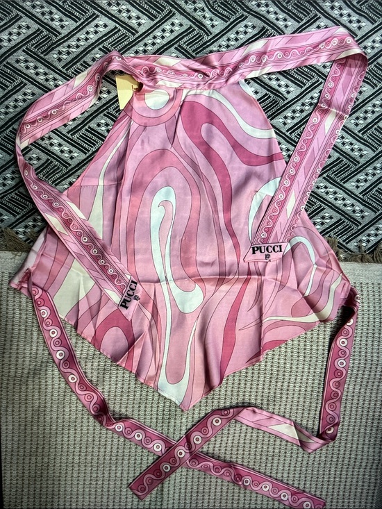 Emilio Pucci Tops - Emilio Pucci Pink & Cream Abstract Halter Tank